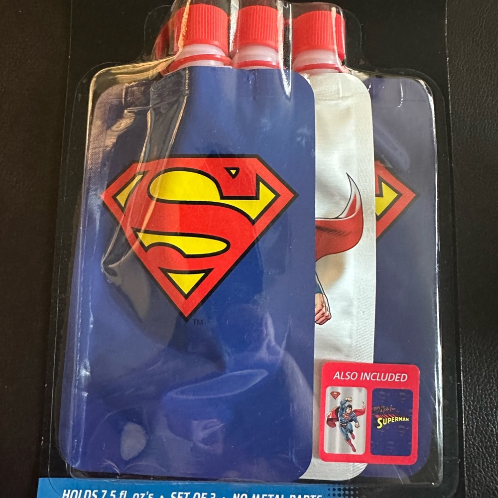 Superman Reusable Drink Pouches Set